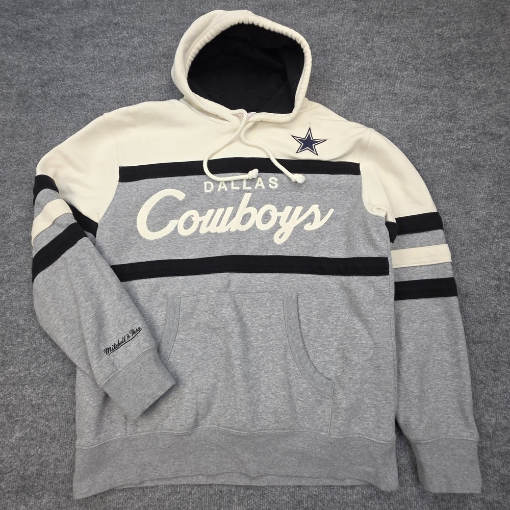 Mitchell & Ness Dallas Cowboys NFL Throwbacks Hoodie Blue Grey Mens L